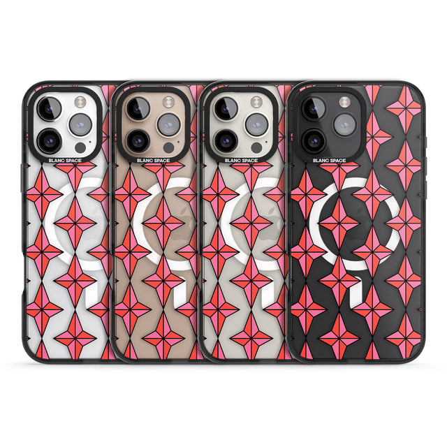 iPhone 16 Pro Max Rose Stars Pattern (Clear) Black Impact Phone Case