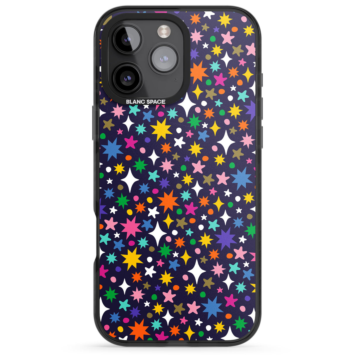 iPhone 16 Pro Max Rainbow Starburst (Purple) Black Impact Phone Case