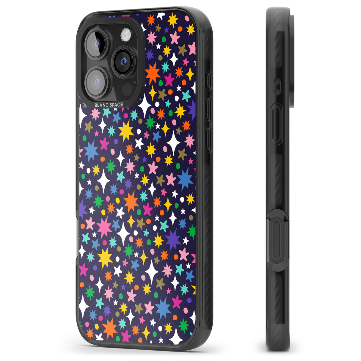 iPhone 16 Pro Max Rainbow Starburst (Purple) Black Impact Phone Case