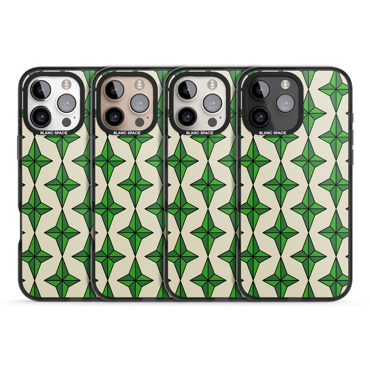 iPhone 16 Pro Max Emerald Stars Pattern Black Impact Phone Case