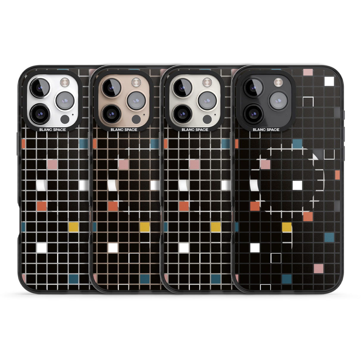 iPhone 16 Pro Max Earthtone Black Geometric Grid Black Impact Phone Case