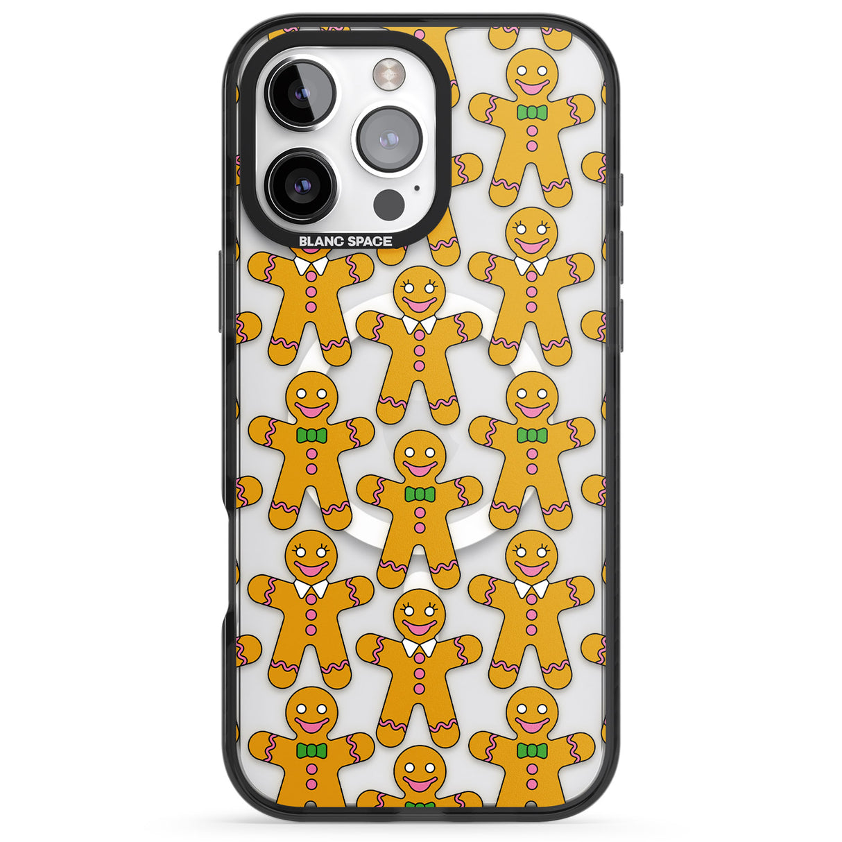 iPhone 16 Pro Max Gingerbread Cookie Pattern Black Impact Phone Case