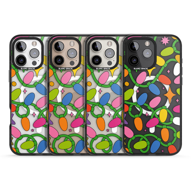 iPhone 16 Pro Max Festive Lights Pattern Black Impact Phone Case