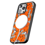 iPhone 16 Pro Max Colourful Crane Pattern (Orange) Black Impact Phone Case