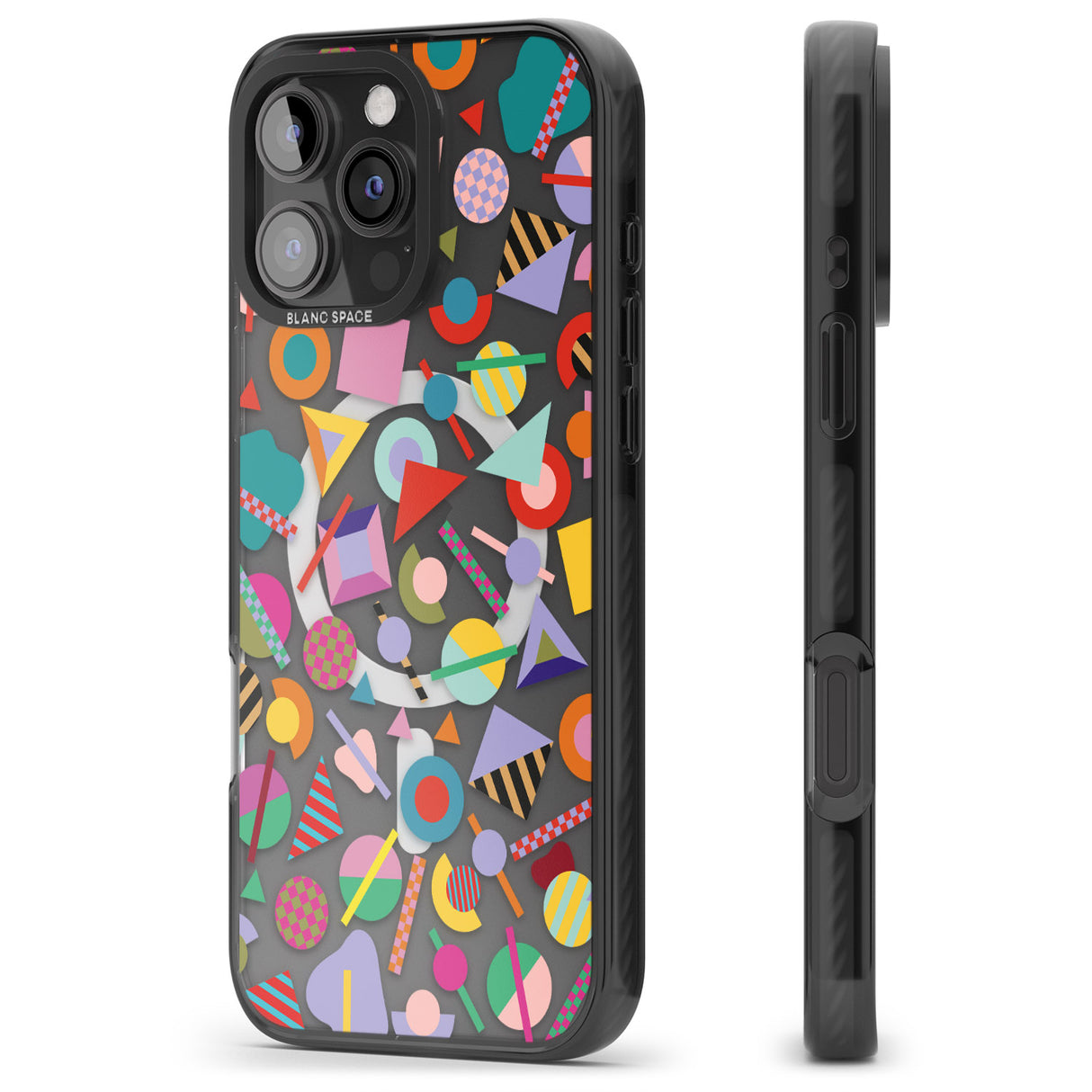 iPhone 16 Pro Max Retro Carnival Shapes Black Impact Phone Case