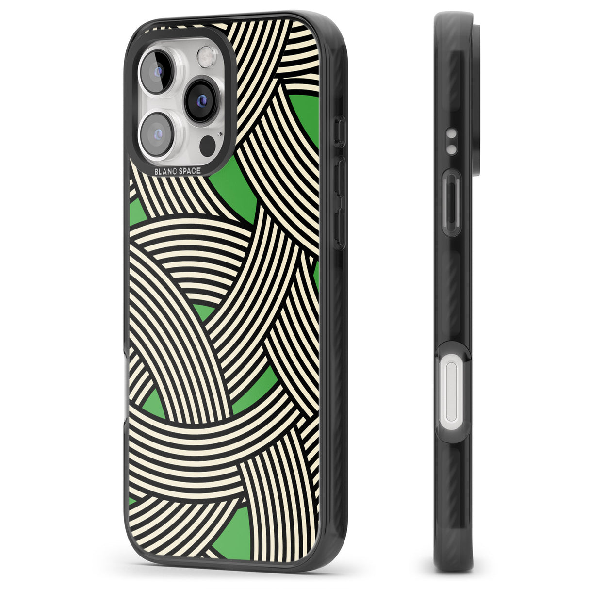 iPhone 16 Pro Max Green Optic Waves Black Impact Phone Case