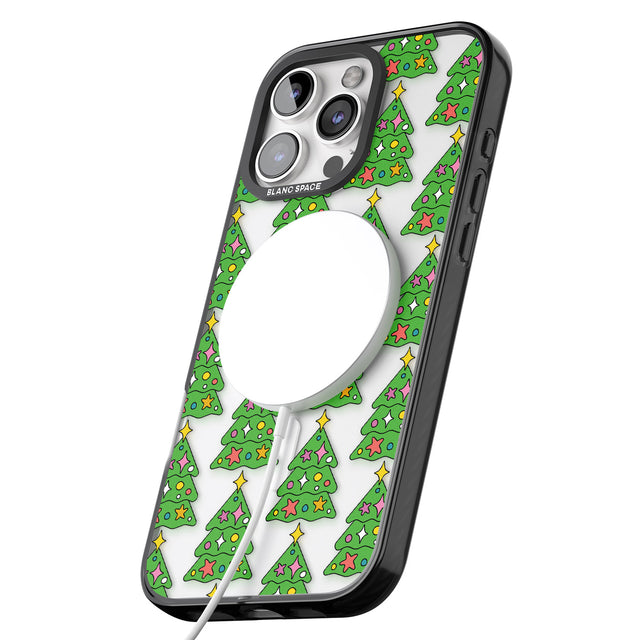 iPhone 16 Pro Max Christmas Tree Pattern (Clear) Black Impact Phone Case