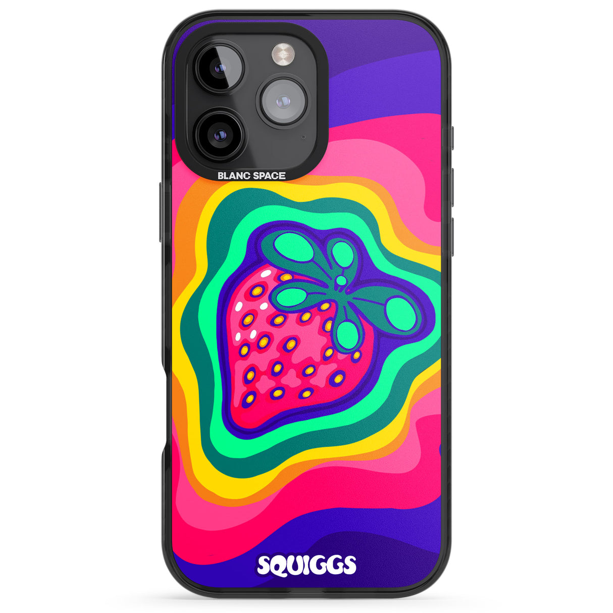 iPhone 16 Pro Max Strawberry Rainbow Black Impact Phone Case