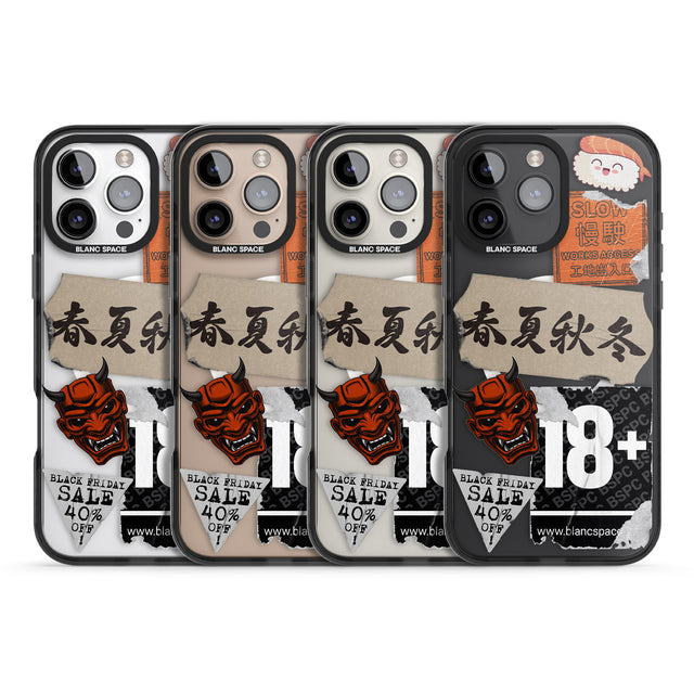 iPhone 16 Pro Max Asian Sticker Mix Black Impact Phone Case