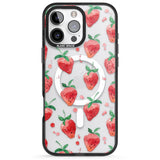 iPhone 16 Pro Max Strawberry Watercolour Black Impact Phone Case