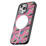 iPhone 16 Pro Max Pink Day of The Dead Pattern Black Impact Phone Case