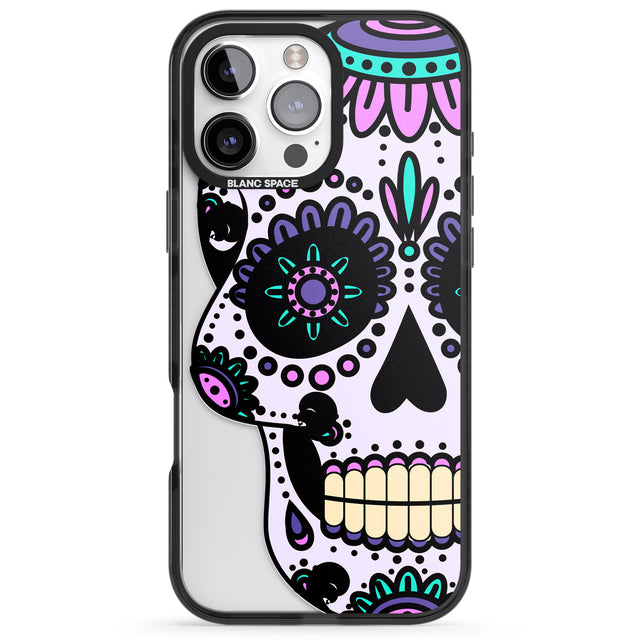 iPhone 16 Pro Max Violet Sugar Skull Black Impact Phone Case