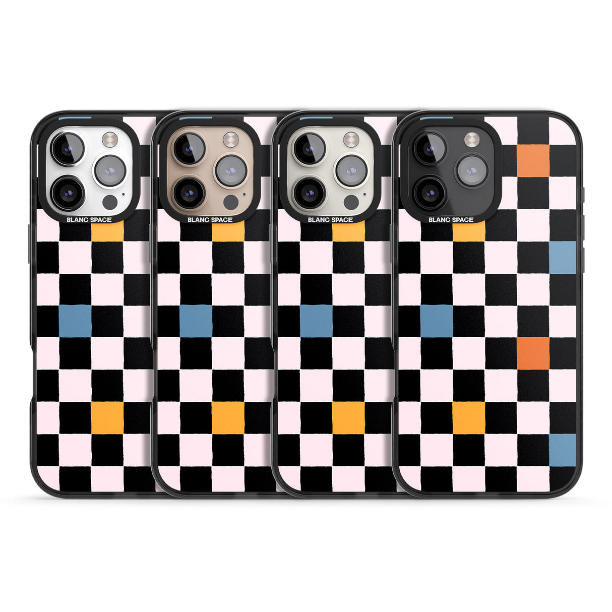 iPhone 16 Pro Max Vibrant Retro Checkered Black Impact Phone Case + Magsafe