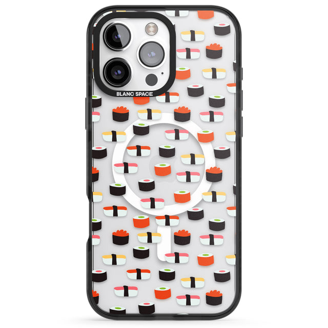 iPhone 16 Pro Max Minimalist Sushi Pattern Black Impact Phone Case