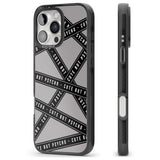 iPhone 16 Pro Max Caution Tape Phrases Cute But Psycho Black Impact Phone Case