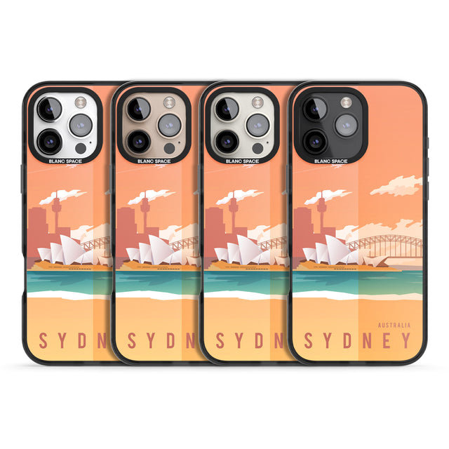 iPhone 16 Pro Max Vintage Travel Poster Sydney Black Impact Phone Case