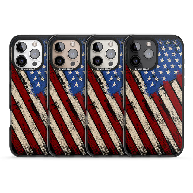 iPhone 16 Pro Max Distressed US Flag Black Impact Phone Case