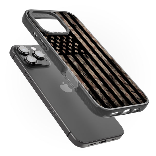 iPhone 16 Pro Max Desert Camo US Flag Black Impact Phone Case