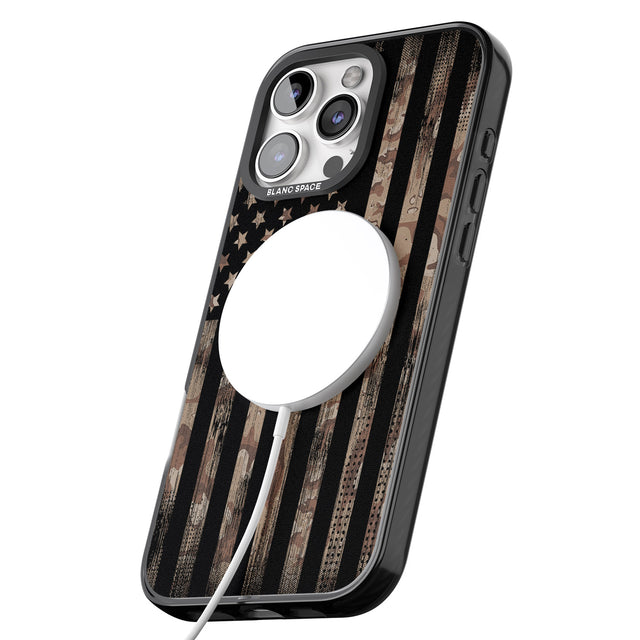 iPhone 16 Pro Max Desert Camo US Flag Black Impact Phone Case