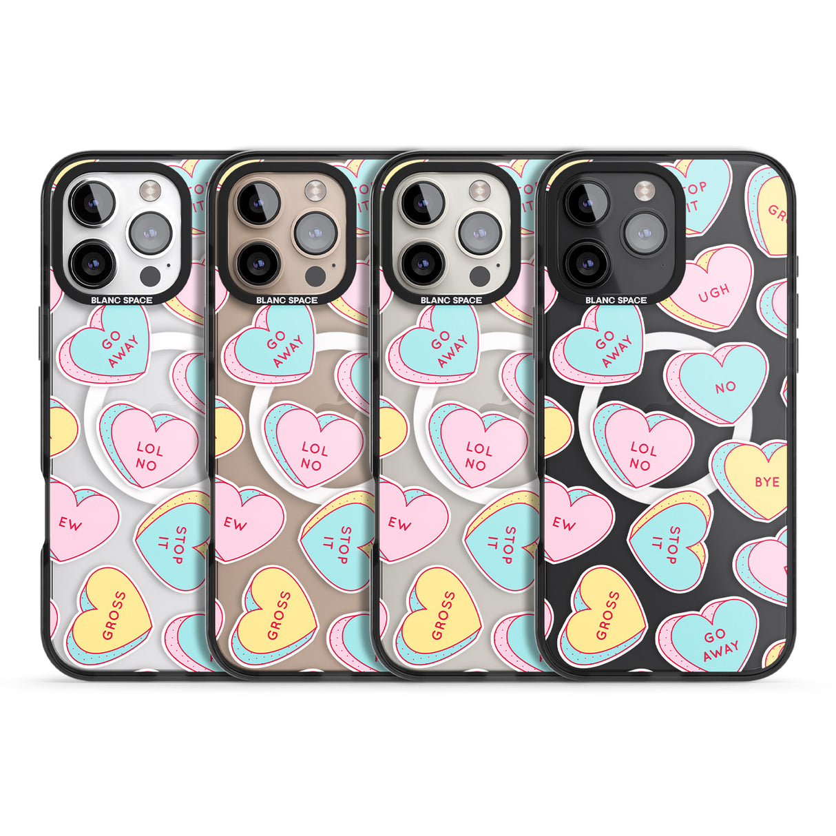 iPhone 16 Pro Max Sarcastic Love Hearts Black Impact Phone Case