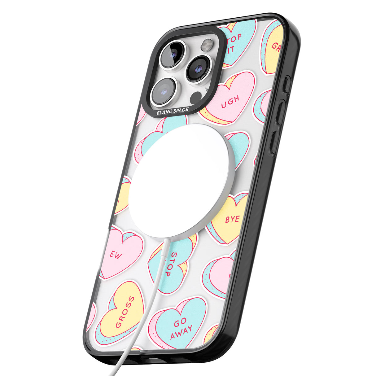 iPhone 16 Pro Max Sarcastic Love Hearts Black Impact Phone Case