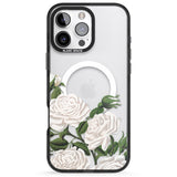 iPhone 16 Pro Max White Vintage Painted Flowers Clear Impact Phone Case + Magsafe