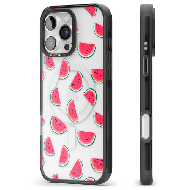 iPhone 16 Pro Max Watermelon Slices - Clear Black Impact Phone Case