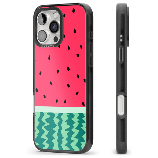 iPhone 16 Pro Max Full Watermelon Print Black Impact Phone Case