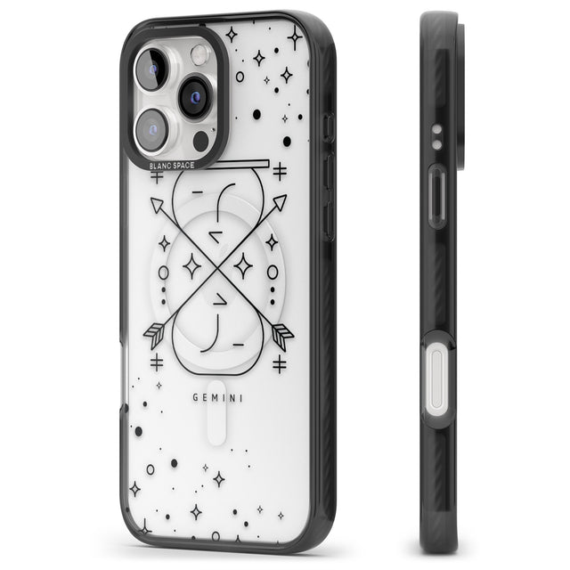 iPhone 16 Pro Max Gemini Emblem - Transparent Design Black Impact Phone Case