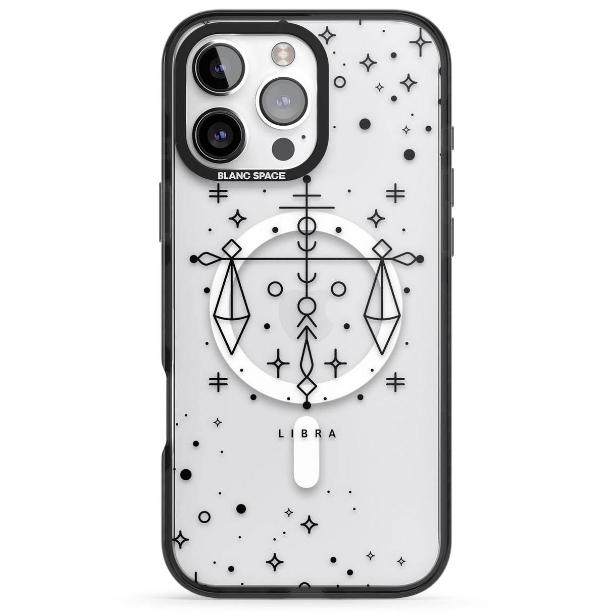 iPhone 16 Pro Max Libra Emblem - Transparent Design Black Impact Phone Case