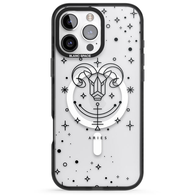 iPhone 16 Pro Max Aries Emblem - Transparent Design Black Impact Phone Case