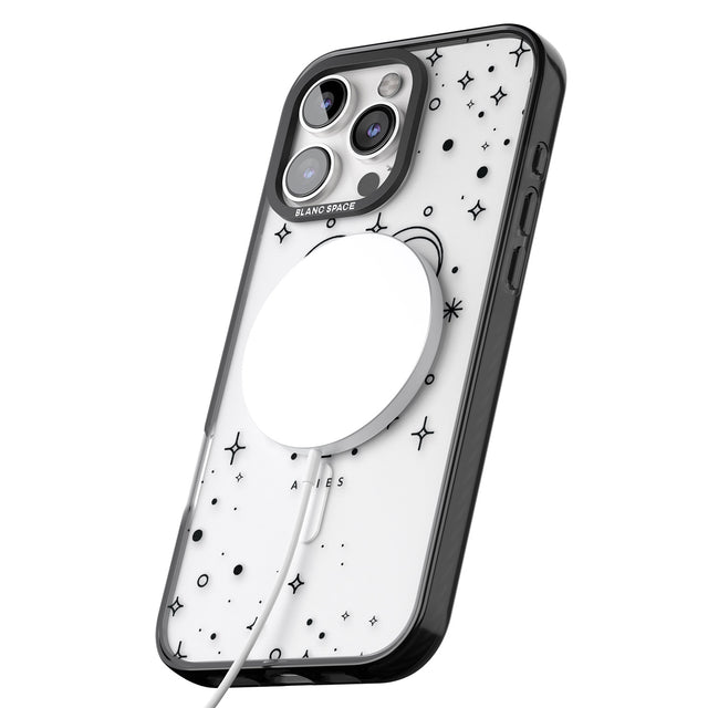 iPhone 16 Pro Max Aries Emblem - Transparent Design Black Impact Phone Case