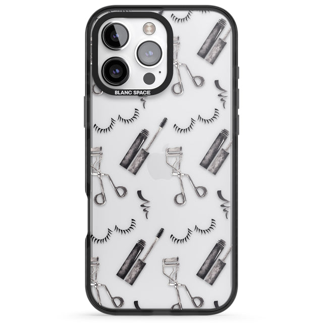 iPhone 16 Pro Max Eyelash Makeup Pattern Black Impact Phone Case