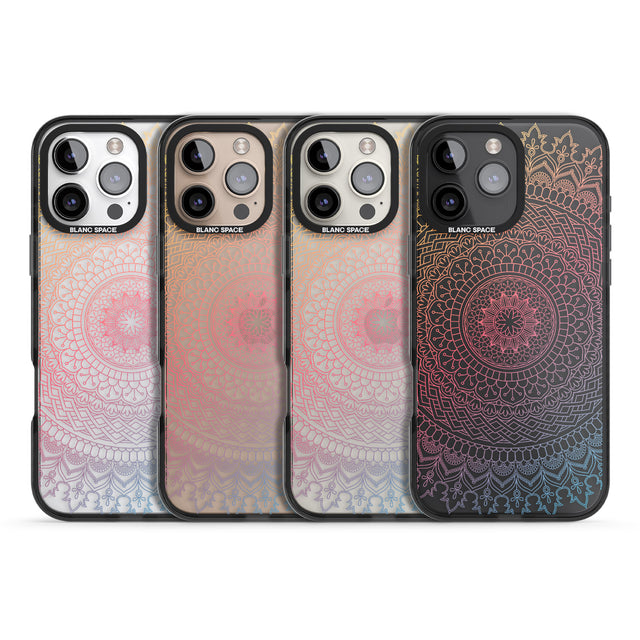 iPhone 16 Pro Max Large Rainbow Mandala Black Impact Phone Case