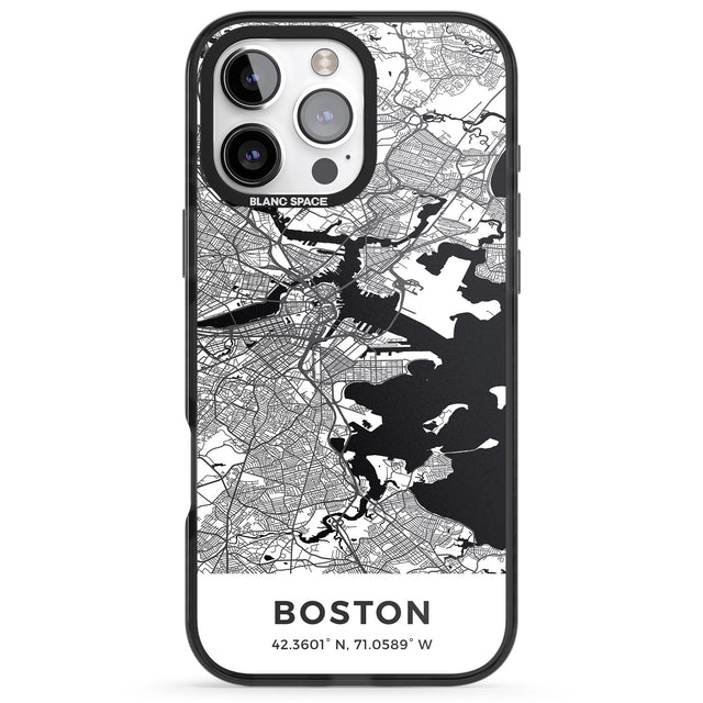 iPhone 16 Pro Max Map of Boston, Massachusetts Black Impact Phone Case