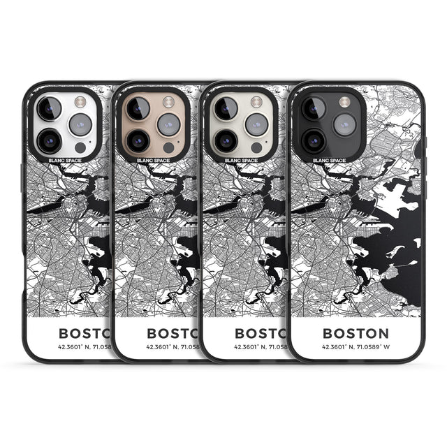 iPhone 16 Pro Max Map of Boston, Massachusetts Black Impact Phone Case