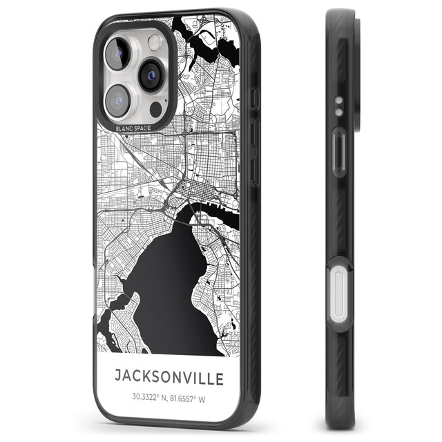 iPhone 16 Pro Max Map of Jacksonville, Florida Black Impact Phone Case