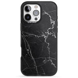 iPhone 16 Pro Max Bold Black Marble with White Texture Black Impact Phone Case