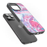 iPhone 16 Pro Max Pink, Blue & Purple Marbled Paper Pattern Black Impact Phone Case