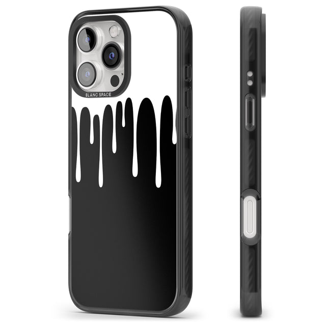 iPhone 16 Pro Max Melted Effect: White & Black Black Impact Phone Case