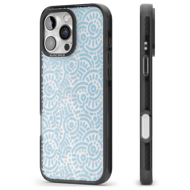 iPhone 16 Pro Max Light Blue Pattern Memphis Retro Pattern Design Black Impact Phone Case