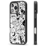 iPhone 16 Pro Max Psychedelic Mushrooms Pattern Black Impact Phone Case