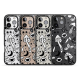 iPhone 16 Pro Max Psychedelic Mushrooms Pattern Black Impact Phone Case