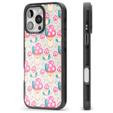 iPhone 16 Pro Max Cute Mushrooms Pattern Black Impact Phone Case