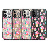 iPhone 16 Pro Max Cute Mushrooms Pattern Black Impact Phone Case