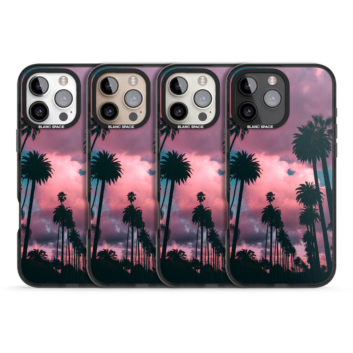 iPhone 16 Pro Max Palm Tree Sunset Photograph Black Impact Phone Case