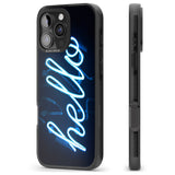 iPhone 16 Pro Max "Hello" Blue Cursive Neon Sign Black Impact Phone Case