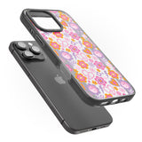 iPhone 16 Pro Max Peace, Love and Flowers Pattern Black Impact Phone Case