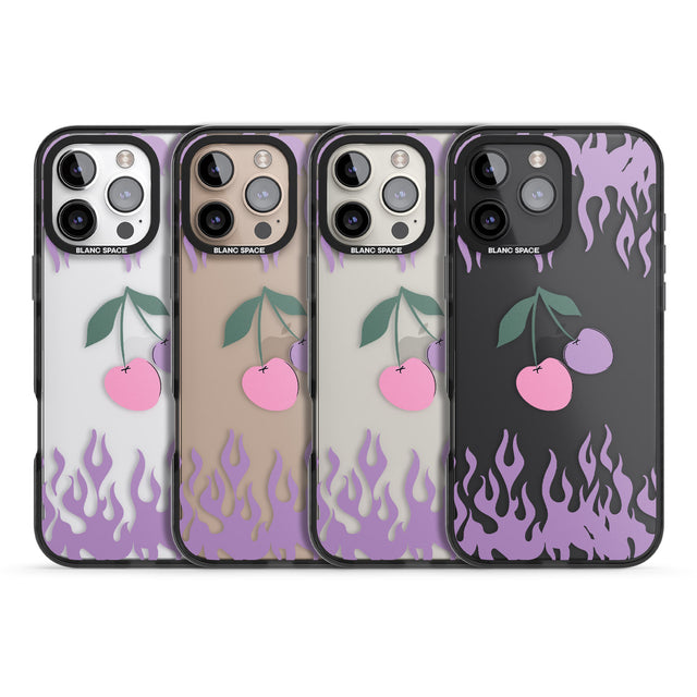 iPhone 16 Pro Max Cherries n' Flames Black Impact Phone Case