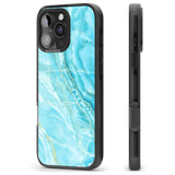 iPhone 16 Pro Max Bright Blue Onyx Marble Black Impact Phone Case